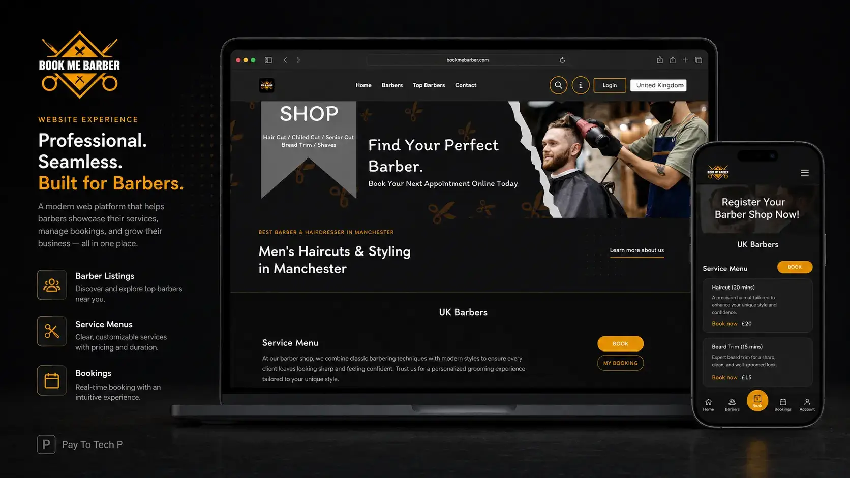 Book Me Barber mobile app showcase